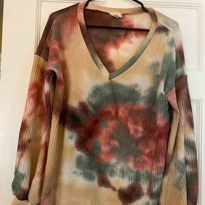 Tie dye Tunic sweater/long sleeve thermal shirt